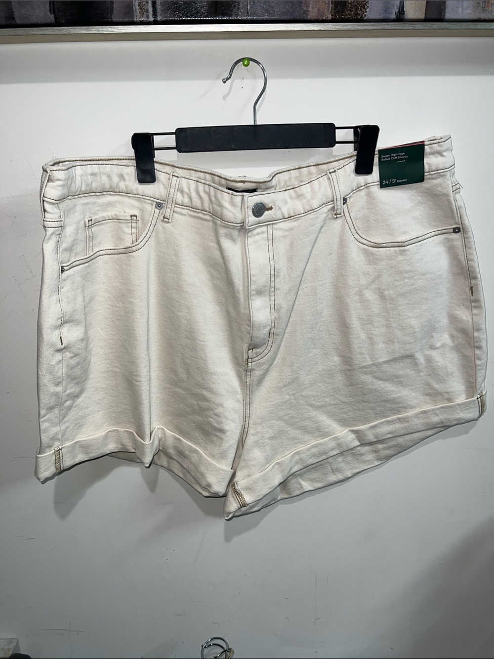wild fable Creamy Off-White High-Rise Denim Shorts